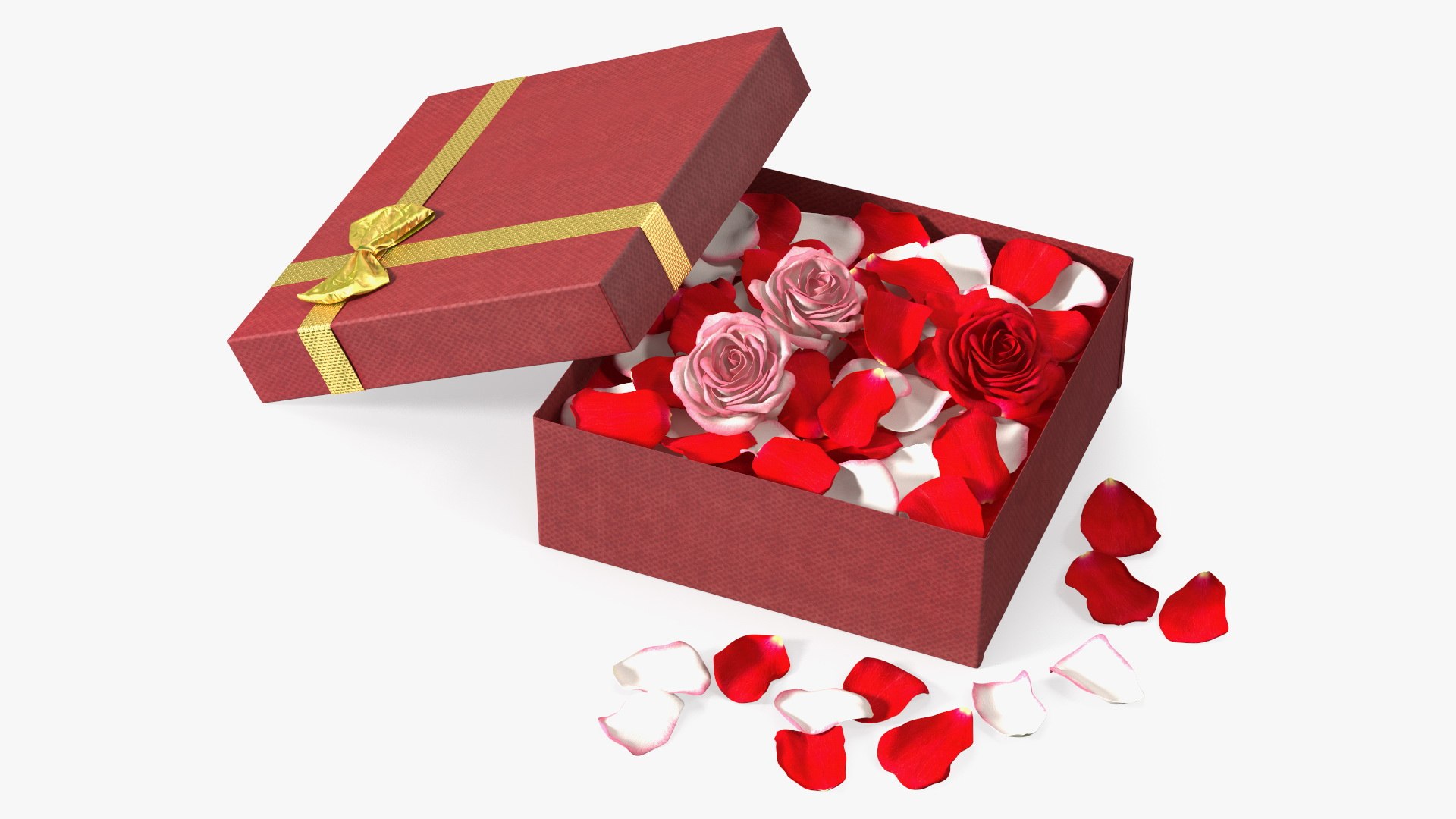 Box With Rose Petals 3D model preview