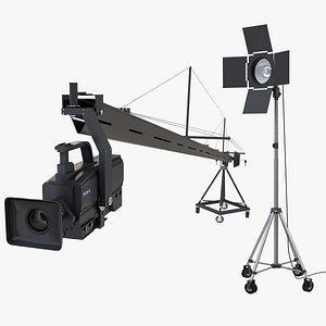 3D model Camera Crane and Studio Light