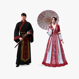 3D Traditional Style Chinese Man and Woman Collection