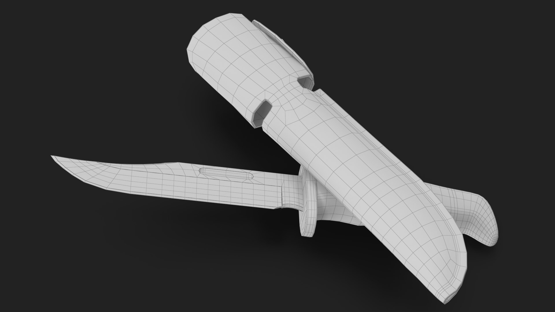 Hunting Knife and Leather Knife Sheath 3D model https://p.turbosquid.com/ts-thumb/b0/KqcW35/5O/wireframe_14/jpg/1714558010/1920x1080/fit_q87/cb02aceeac14a4d748d76cd5e448bc1642ff9c12/wireframe_14.jpg