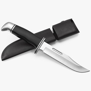 Hunting Knife and Leather Knife Sheath