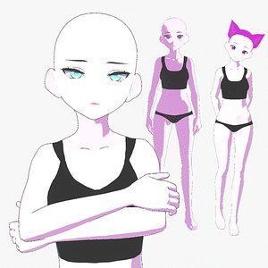 3 Anime Female Base Mesh Pack model