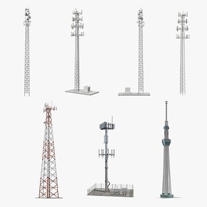 cellular towers 3 cells 3D