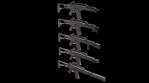 3D Stylized HK g36- 5 Variations Game Ready model