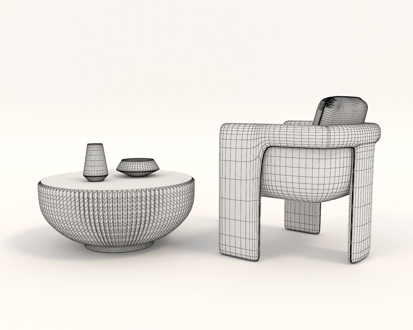 3D Coffee Table and Chairs 6 model TurboSquid 1768049