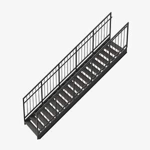 3D model exterior staircases straight