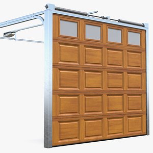 3D Paneled Garage Door with Windows Rigged