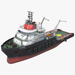 3D Bylgia Deep-Sea Anchor Handling Tug Rigged