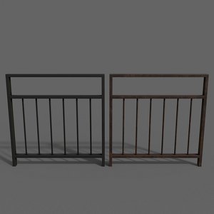 PBR Pedestrian Guard Rail Black V4 3D model