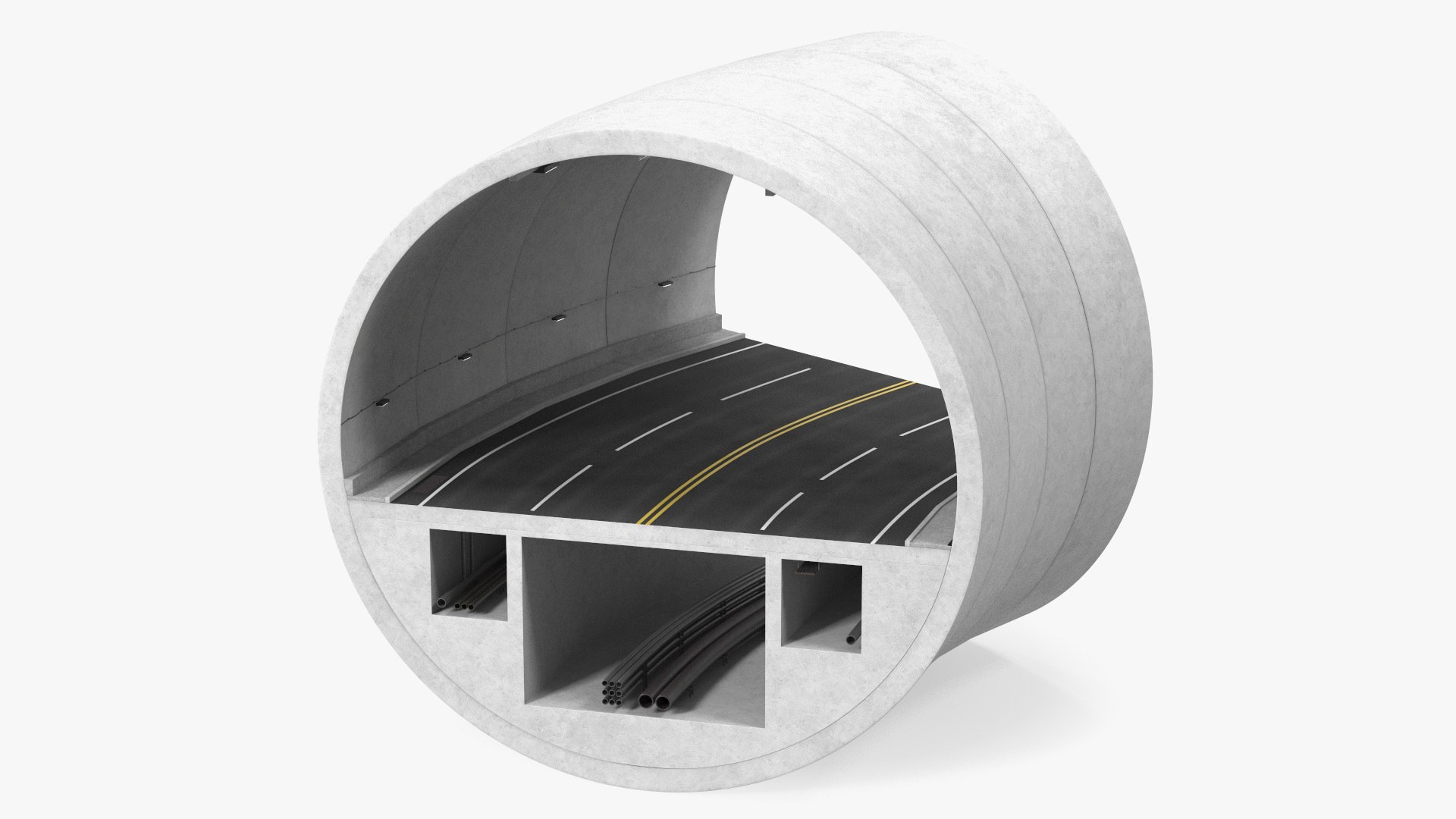 Car Tunnel Structure Section Turn 3D model preview