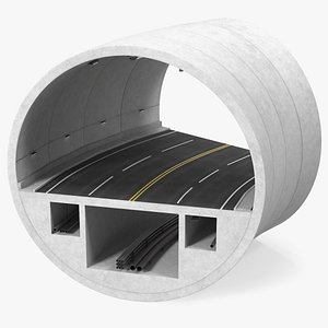 3D model Car Tunnel Structure Section Turn