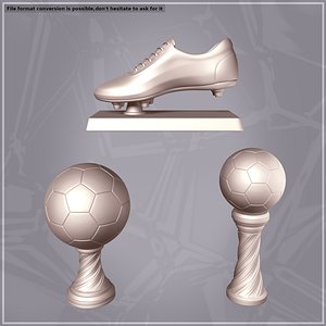 3D Soccer Trophies Pack