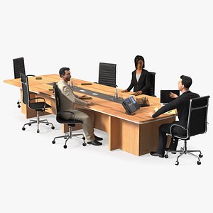 3D Conference Room With People Fur