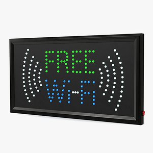 Free WiFi Sign Green and Blue LED Neon Light ON