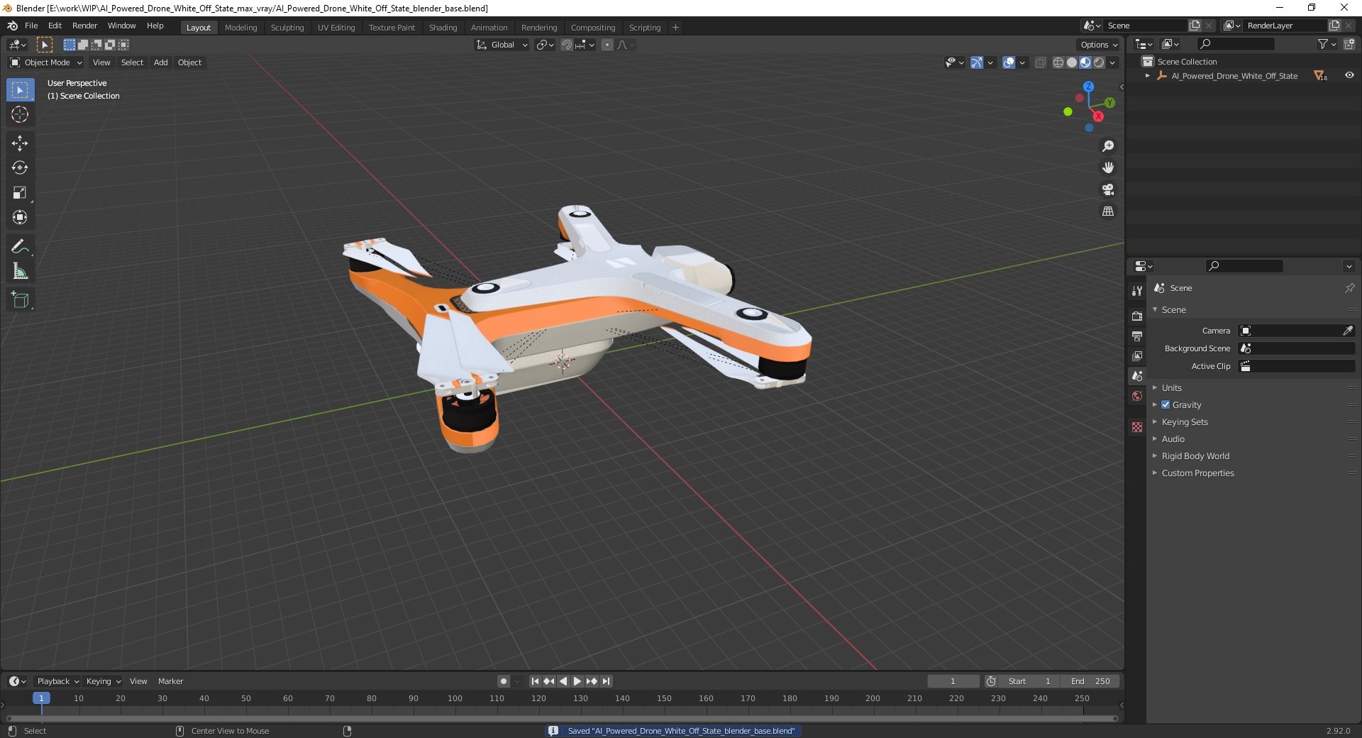 AI Powered Drone White Off State(1) 3D model preview