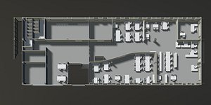 Office plan in building cut 3D