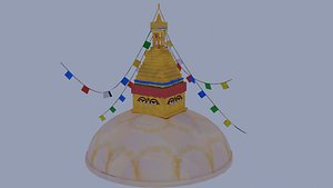 3D Boudhanath Stupa Kathmandu Nepal  Low Poly Stylized Halftone Texture Painted  blend fbx obj stl