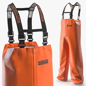 Grundens Marine Waterproof Bib Pants Orange 3D model