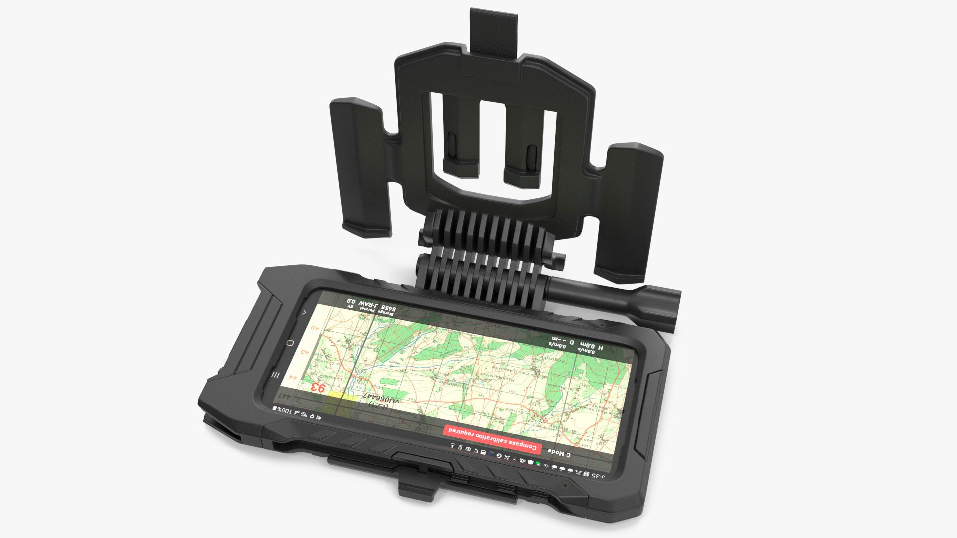 Durable Military Smartphone with Holder Black 3D model preview