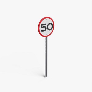 3D Speed Limit Road Sign 50