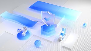 Blender scenes with a technological feel and Microsoft style glass texture 3D model