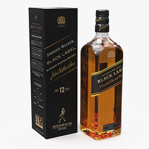 3D Johnnie Walker Black Label Scotch Whisky 12 Years Boxed