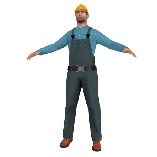 Rigged Worker Man 3d Max