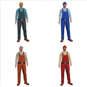 rigged worker man 3d max