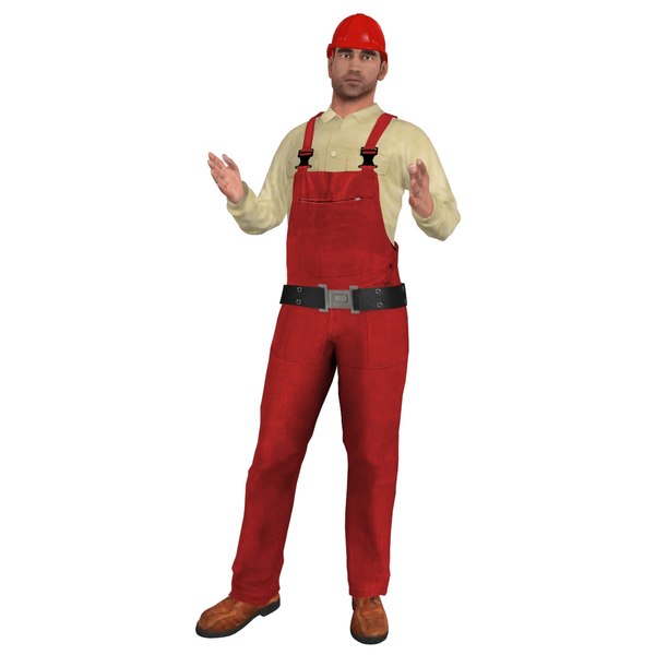 rigged worker man 3d max