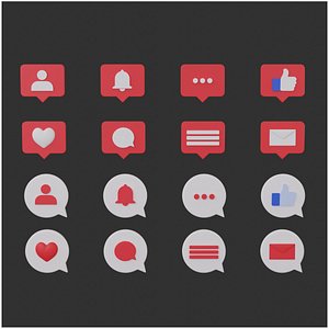 Bubble Notification Icon Set 3D model