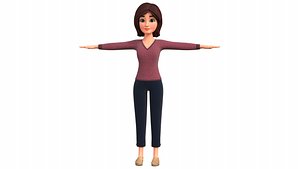 Angela Female Cartoon Character 3D model