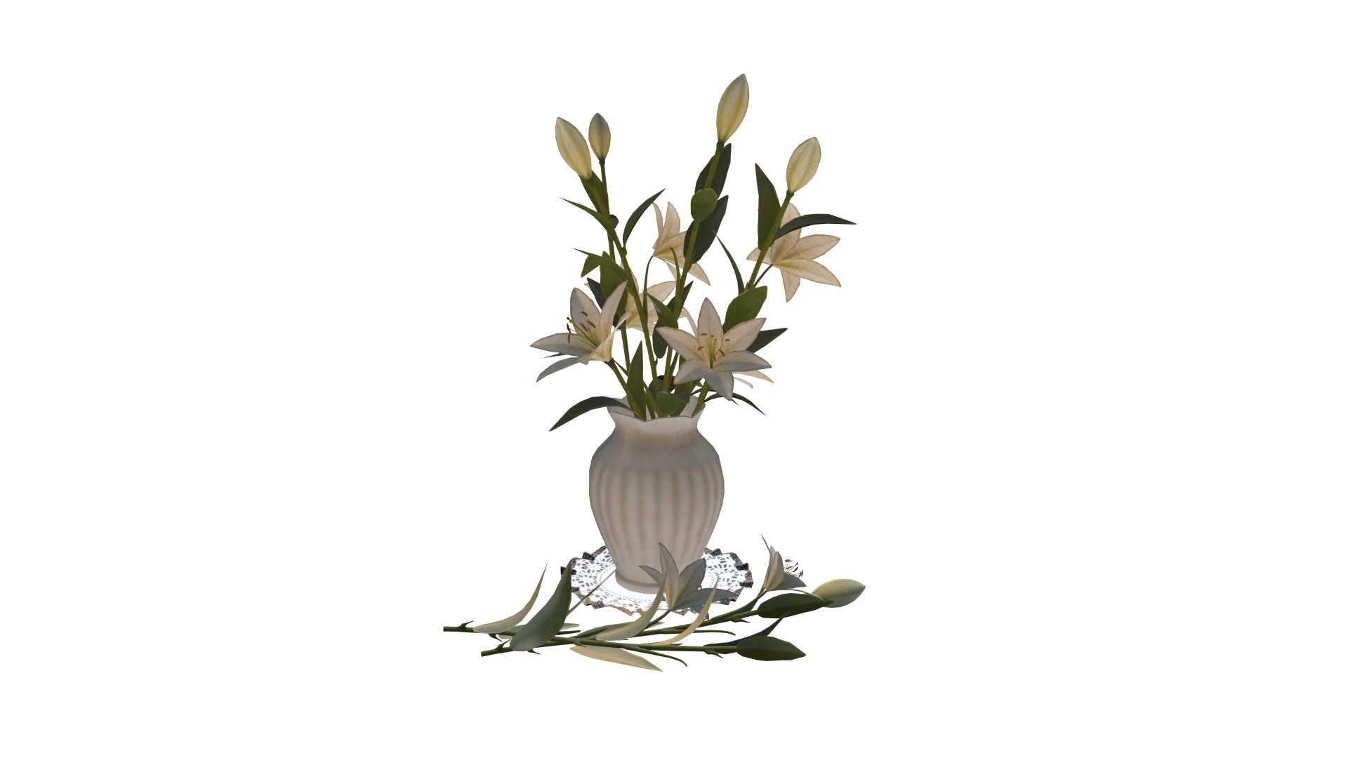 White Lilies In A Vase 3D Model 3D Model - TurboSquid 2305100