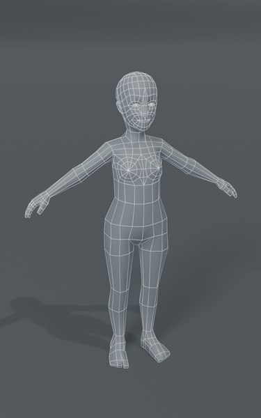 3D model girl kid body base mesh