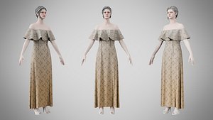 Dress 18 Grullo With Design 3D model