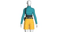 Girls High Neck Top With Cargo Shorts - Outfit