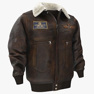 Real Leather Aviator Jacket Brown Old Fur