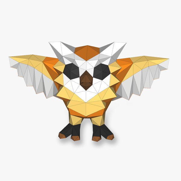 3D OWL posing open wings 3D Papercraf