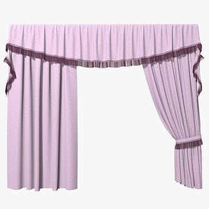 3d model curtains pink 002