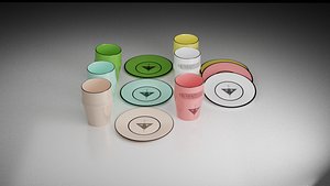 Ceramic cup in six colors - Berber logo 3D model