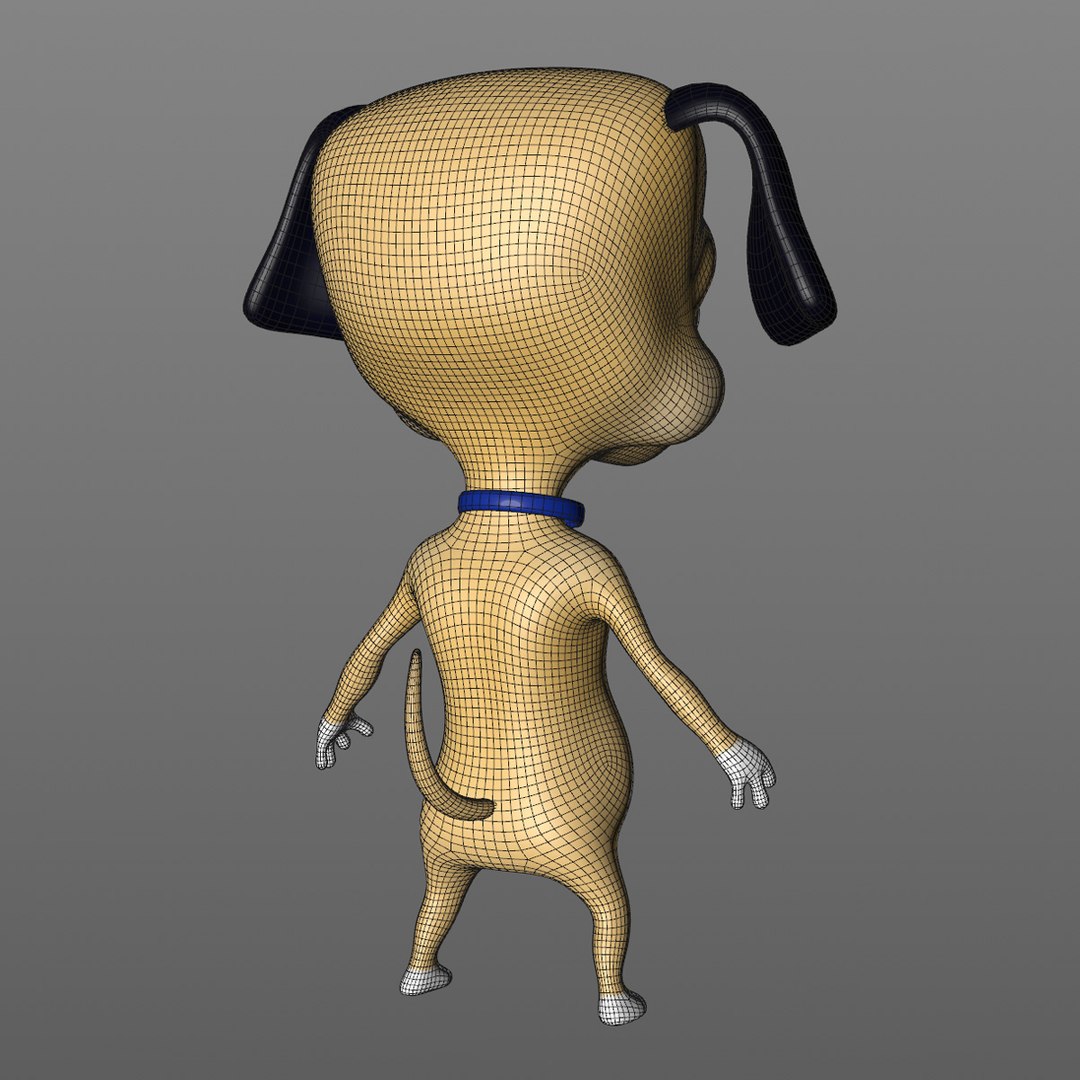 cute little dog character 3 d model https