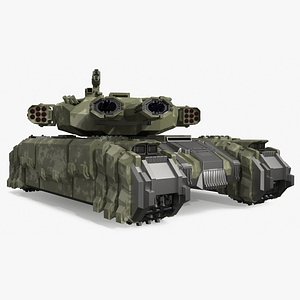 Sci Fi Heavy Tank Green Rigged 3D