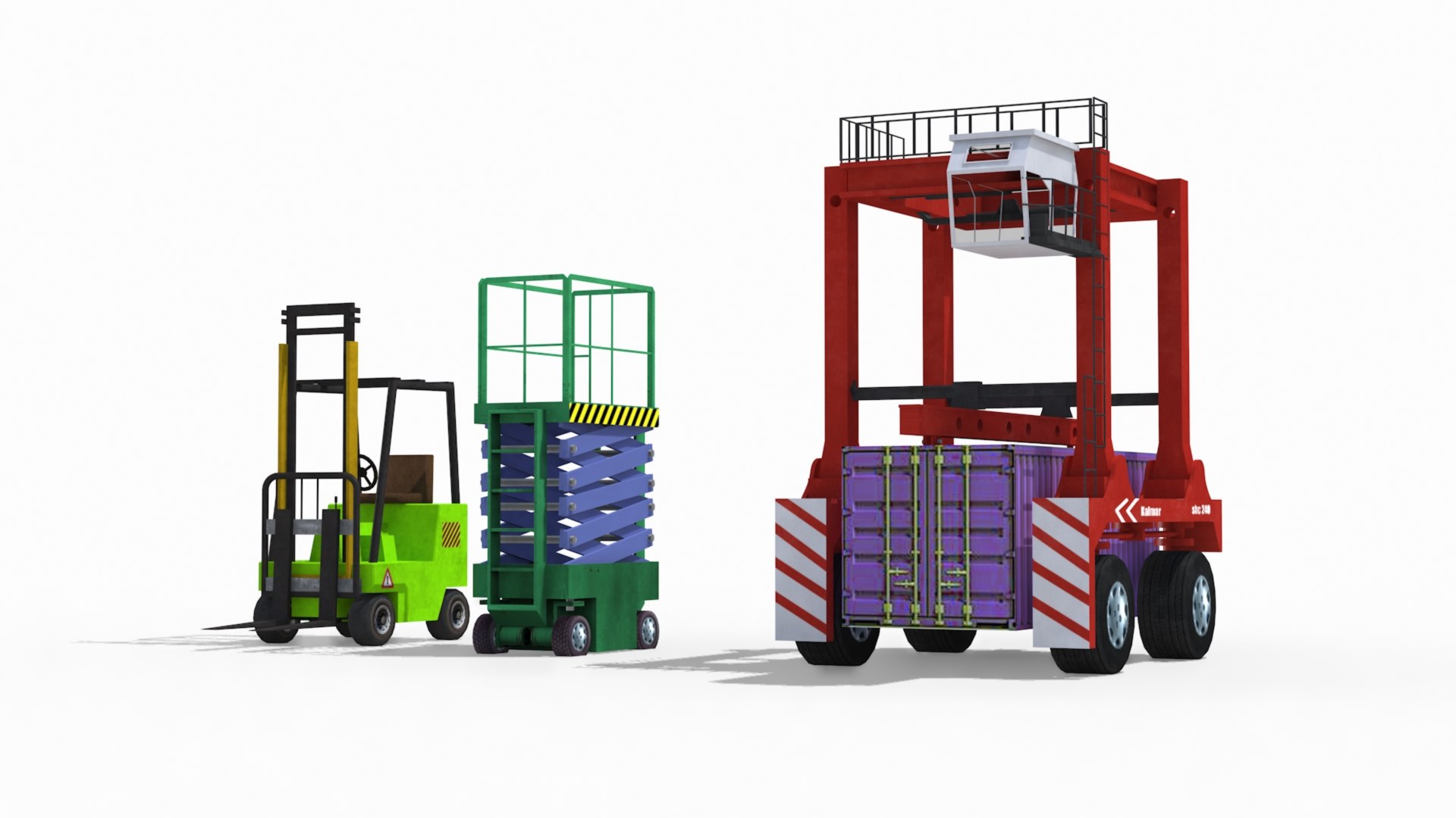 Scissor lift forklift straddle carrier collection 3D model TurboSquid