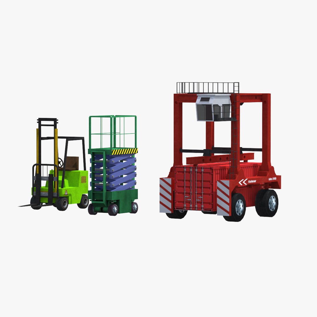 Scissor lift forklift straddle carrier collection 3D model TurboSquid