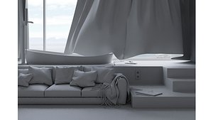 3D model CGI - BATHROOM RELAX - Animated - Clay Version