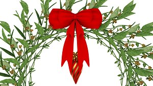 Mistletoe Wreath with Red Bow 3D model