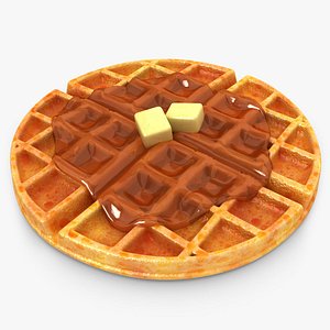 3d model realistic waffle honey butter