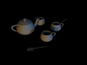 3d tea set coffee