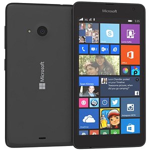 3d microsoft lumia 535 black model