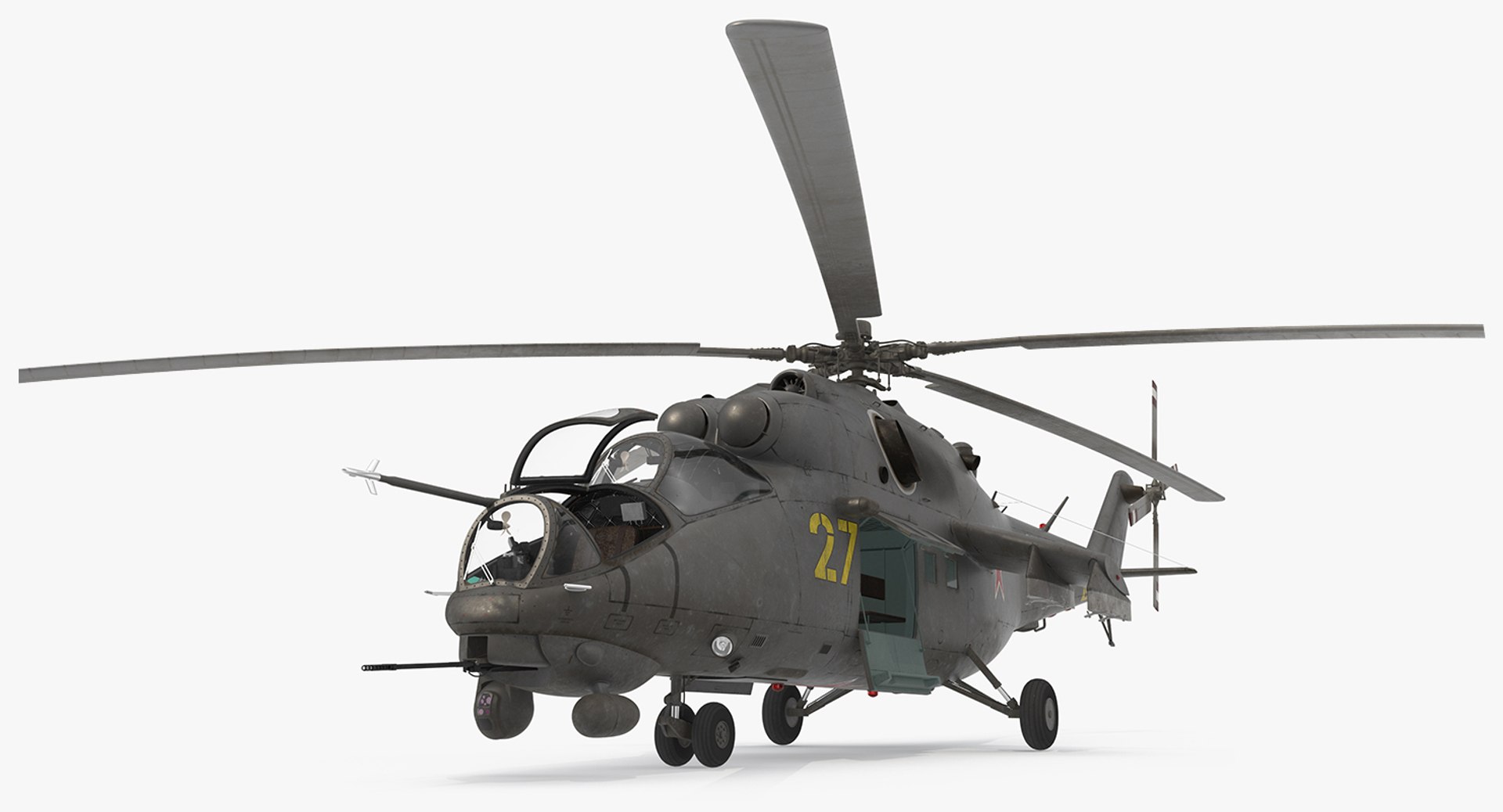 Russian Helicopter Hind Mi-35M Rigged 3D model preview