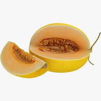 Two Sliced Golden Cantaloupe